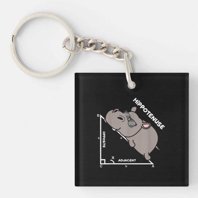Funny Geometry Hypotenuse Math Mathematics Teacher Key Ring (Front)