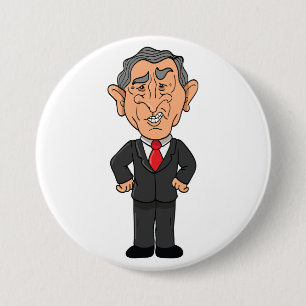 Funny George W Bush Political Caricature 7.5 Cm Round Badge