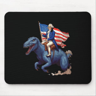 Funny George Washington Riding A Tyrannosaurus Rex Mouse Mat