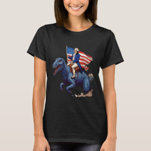 Funny George Washington Riding A Tyrannosaurus Rex T-Shirt