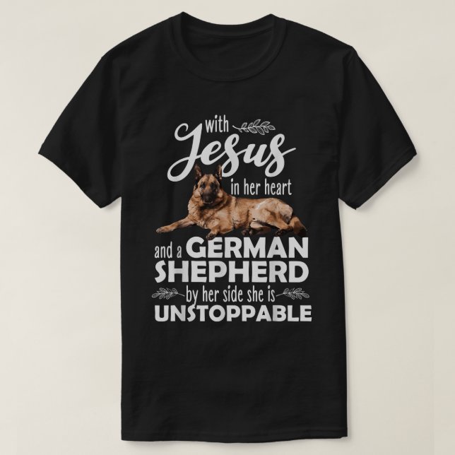 Funny German Shepherd Art For Women Girls Kids Dog T-Shirt (Design Front)