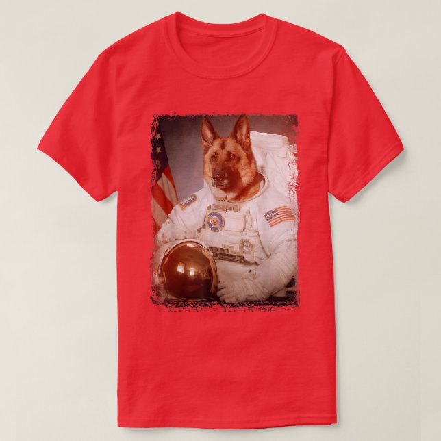 Funny German Shepherd Astronaut Space Mission Astr T-Shirt (Design Front)