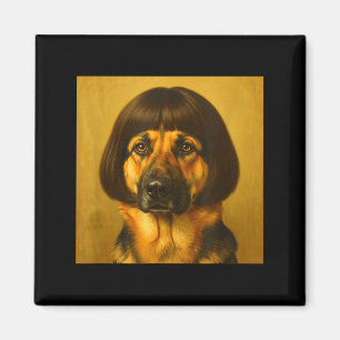 Funny German Shepherd Bob Haircut Dog Meme Men Wom Magnet