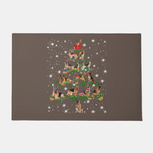 Funny German Shepherd Christmas Tree Decor Ornamen Doormat (Front)