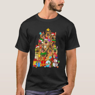 Funny German Shepherd Christmas Tree Lights Puppy  T-Shirt