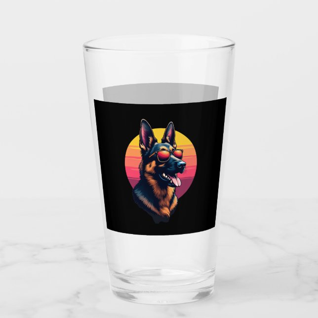 Funny German Shepherd Dog Design Art Costume Outfi Glass (Front)