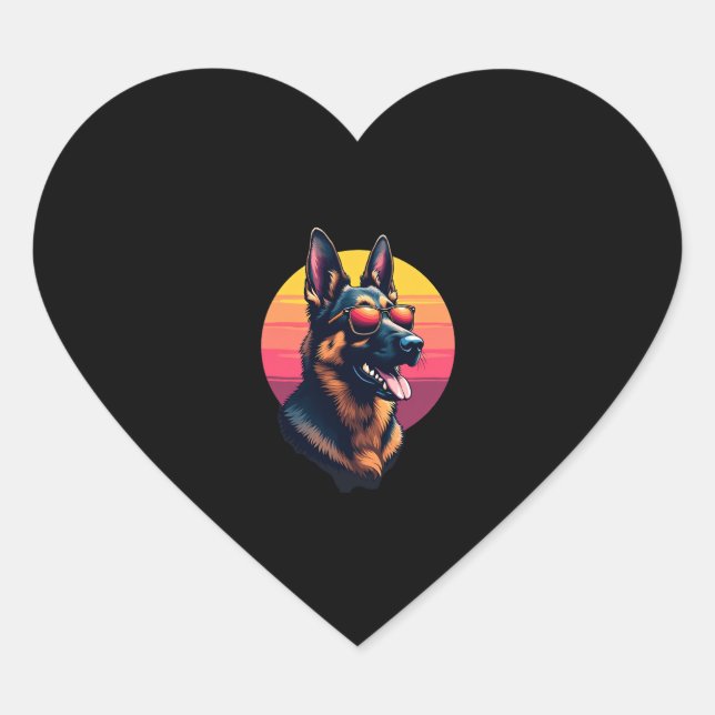 Funny German Shepherd Dog Design Art Costume Outfi Heart Sticker (Front)