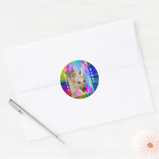 Funny German Shepherd Dog & Easter Bunny Ears Classic Round Sticker