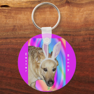 Funny German Shepherd Dog & Easter Bunny Ears Key Ring