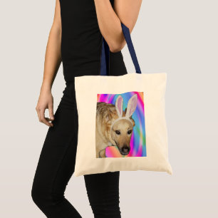 Funny German Shepherd Dog & Easter Bunny Ears Tote Bag