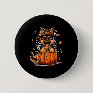 Funny German Shepherd Dog Halloween Pumpkin Graphi 6 Cm Round Badge
