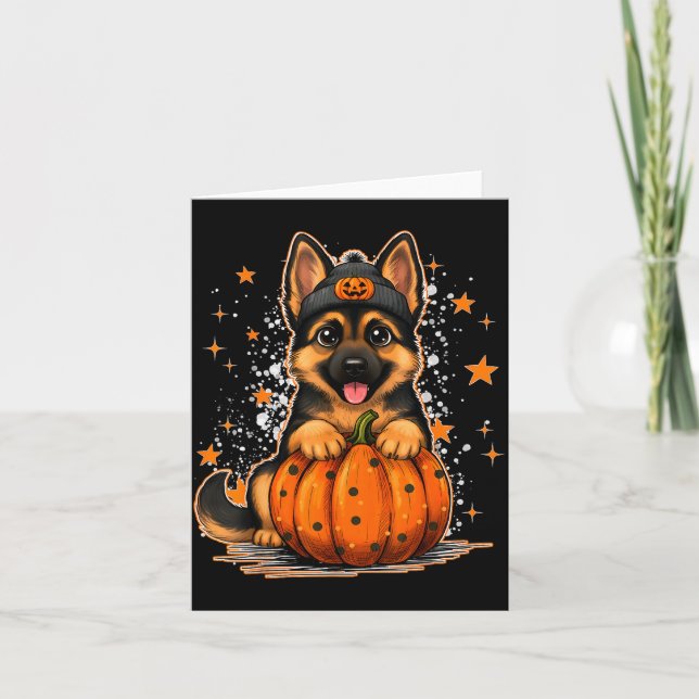 Funny German Shepherd Dog Halloween Pumpkin Graphi Card (Front)