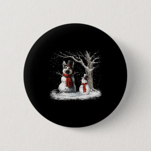 Funny German Shepherd Dog In The Snow Tree Christm 6 Cm Round Badge
