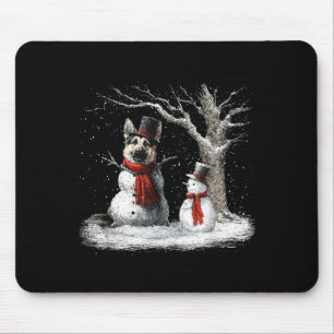 Funny German Shepherd Dog In The Snow Tree Christm Mouse Mat
