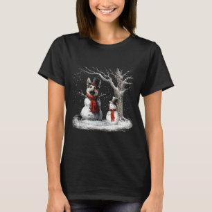 Funny German Shepherd Dog In The Snow Tree Christm T-Shirt