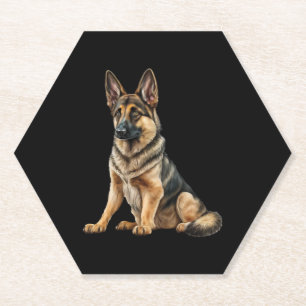 Funny German shepherd Dog Kawaii. Paper Coaster
