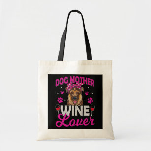 Funny German Shepherd Dog Mother Wine Lover Tote Bag