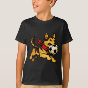 Funny German Shepherd Dog Playing Soccer Game Day T-Shirt