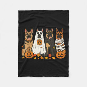 Funny German Shepherd Dogs Dressed As Ghost Soky H Fleece Blanket