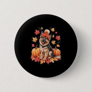 Funny German Shepherd Fall F Autumn Leaves Dog Lov 6 Cm Round Badge