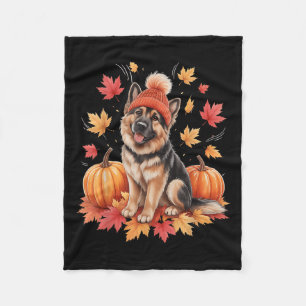 Funny German Shepherd Fall F Autumn Leaves Dog Lov Fleece Blanket