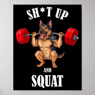Funny German Shepherd Fitness Squating Workout Wei Poster