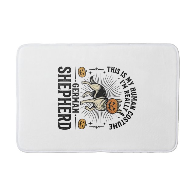 Funny German Shepherd Halloween Costume Dog Design Bath Mat (Front)