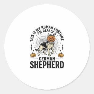 Funny German Shepherd Halloween Costume Dog Design Classic Round Sticker