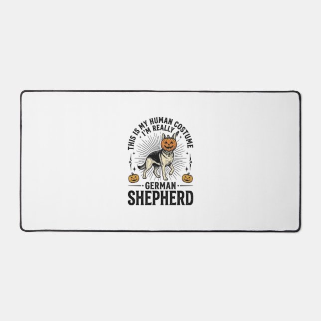 Funny German Shepherd Halloween Costume Dog Design Desk Mat (Front)