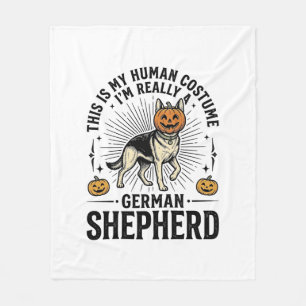 Funny German Shepherd Halloween Costume Dog Design Fleece Blanket