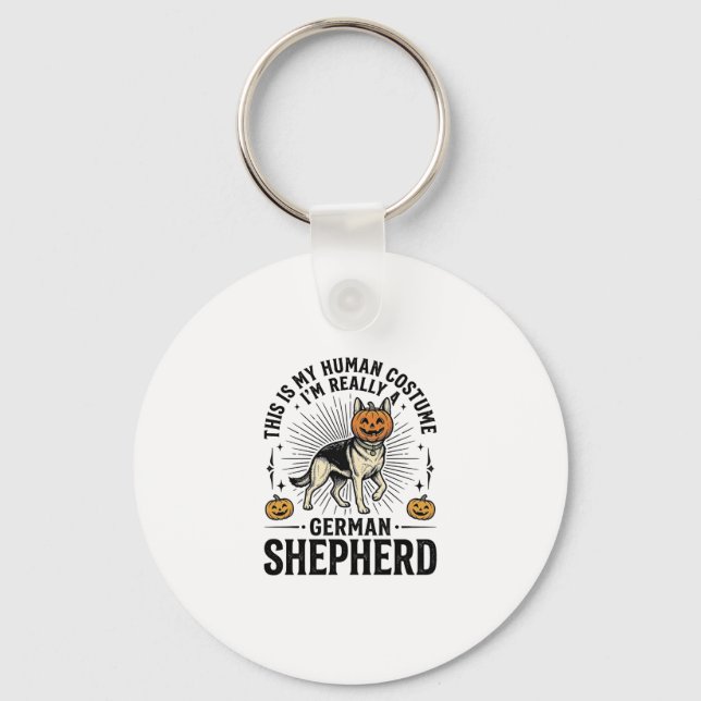 Funny German Shepherd Halloween Costume Dog Design Key Ring (Front)