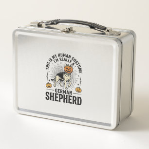 Funny German Shepherd Halloween Costume Dog Design Metal Lunch Box