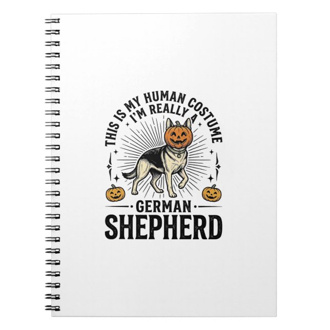 Funny German Shepherd Halloween Costume Dog Design Notebook (Front)