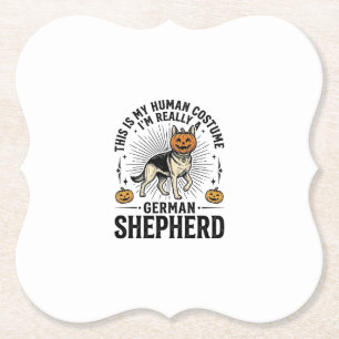 Funny German Shepherd Halloween Costume Dog Design Paper Coaster