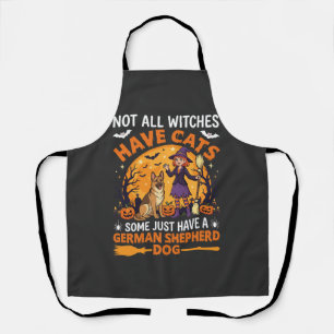 Funny German Shepherd Halloween Witch Dog Apron