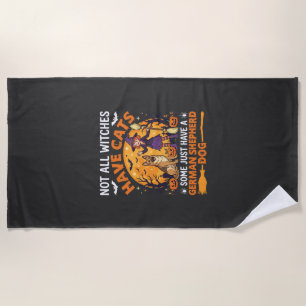 Funny German Shepherd Halloween Witch Dog Beach Towel