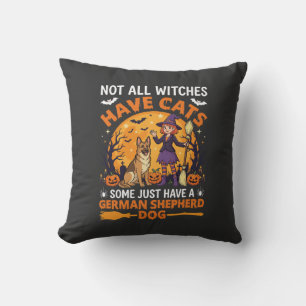 Funny German Shepherd Halloween Witch Dog Cushion