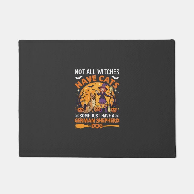 Funny German Shepherd Halloween Witch Dog Doormat (Front)
