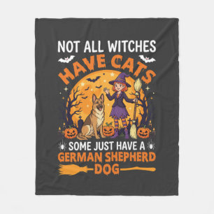 Funny German Shepherd Halloween Witch Dog Fleece Blanket