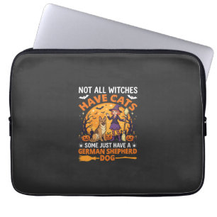 Funny German Shepherd Halloween Witch Dog Laptop Sleeve