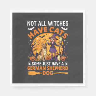 Funny German Shepherd Halloween Witch Dog Napkin