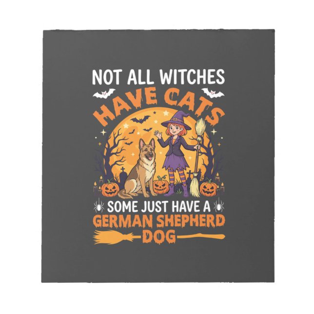 Funny German Shepherd Halloween Witch Dog Notepad (Front)