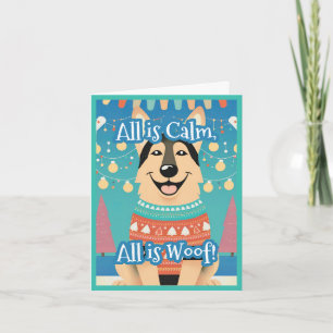 Funny German Shepherd in Ugly Christmas Sweater Holiday Card