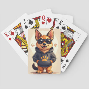 Funny German Shepherd Kawaii Dog Playing Cards