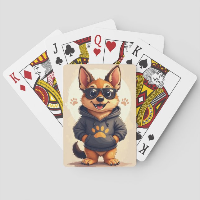 Funny German Shepherd Kawaii Dog Playing Cards (Back)
