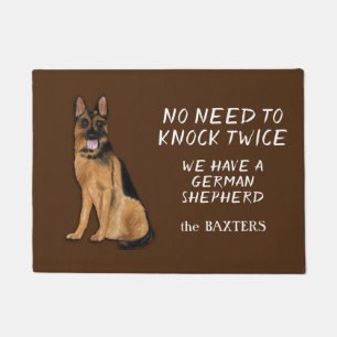 Funny German Shepherd No Need to Knock Twice Doormat