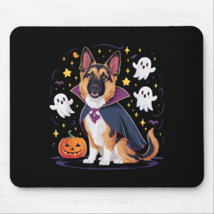 Funny German Shepherd Pup Halloween Ghosts Dracula Mouse Mat