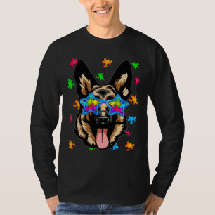 Funny German Shepherd Puzzle Autism Awareness Dog T-Shirt