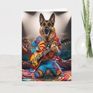 Funny German Shepherd Rock Star Card