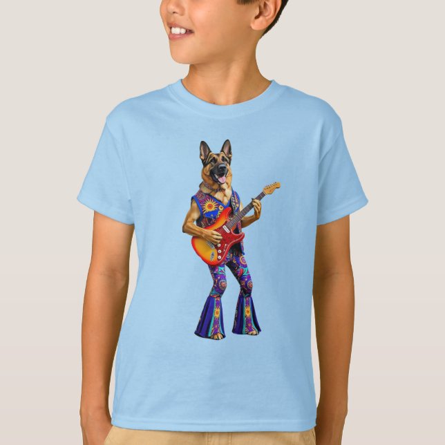 Funny German Shepherd Rock Star Kids' T-Shirt (Front)